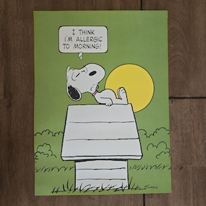 Vintage Snoopy Poster in 14x19 Poster 1958, I Think I Am Allergic