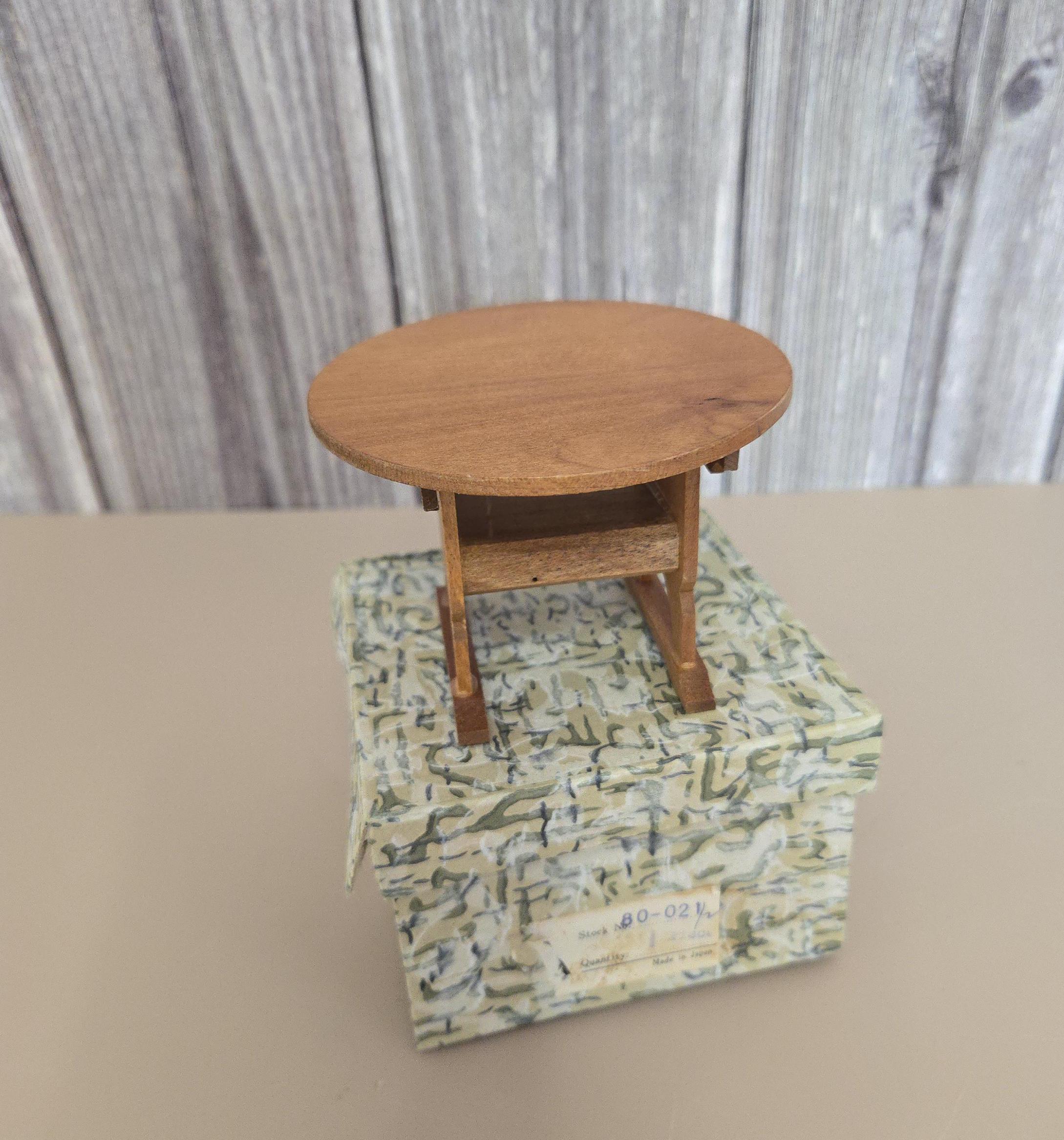 Vintage Fomerz Wooden Miniature Dollhouse Round Flip Top Table