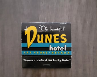 Zabytkowy historyczny z lat 50. XX wieku The Beautiful Dunes Hotel Las Vegas Nevada Nienaruszony kompletny zestaw zapałek The Sultans Table, kolekcjonerski, prezent, kasyno