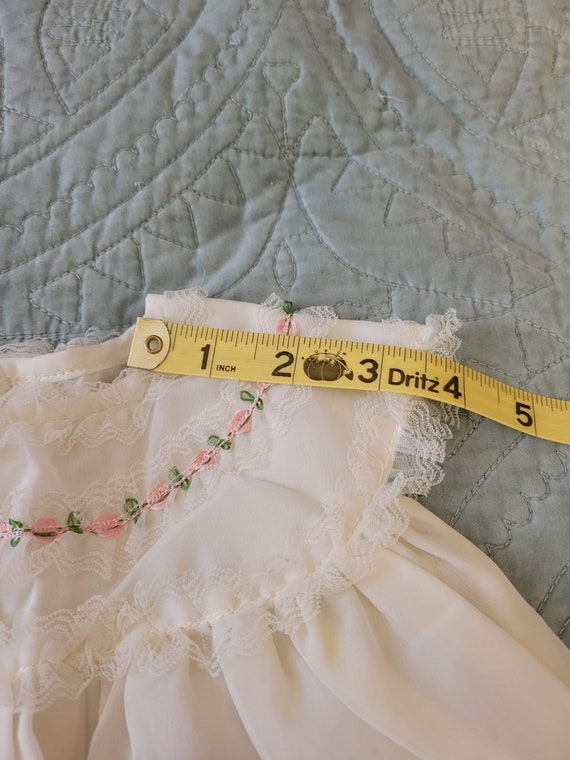 Vintage Baby Dress White with Pink Rose and Lace … - image 8