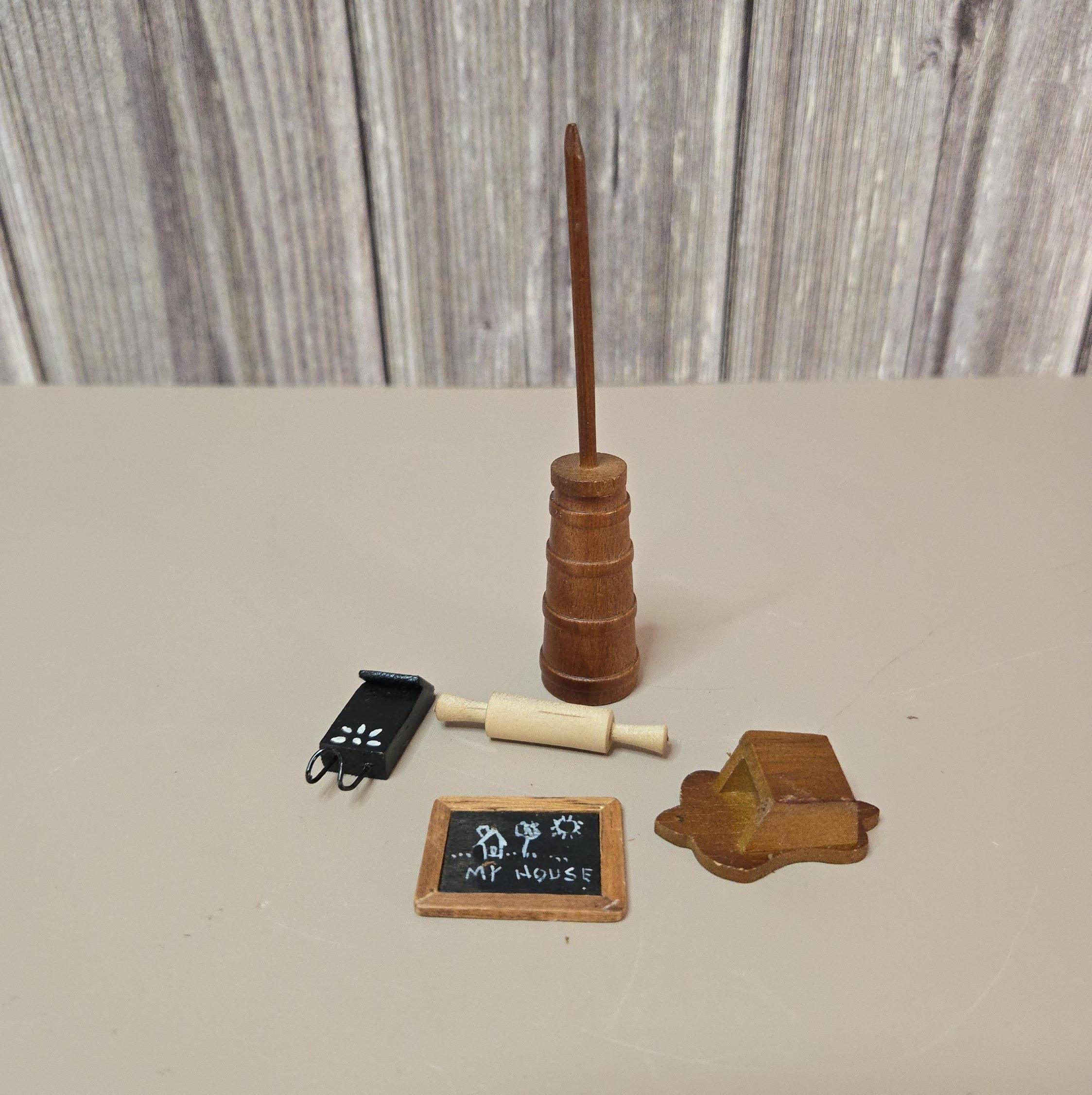 Dollhouse Miniature Butter Churn - 1:12 Scale Stenciled Wooden Accessory For Miniature Settings - View #6