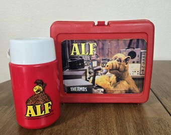 ALF ランチボックス サーモス レッド ヴィンテージアルフ1987 Vintage 1987 ALF Thermos Brand Lunchbox Ham Radio Plastic Red