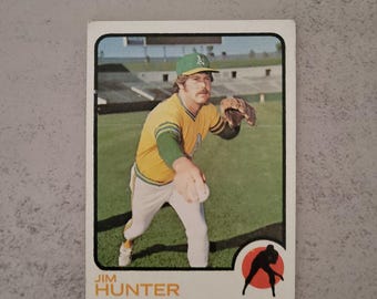 1973 Topps Oakland A's #235 Jim Catfish Hunter Baseball Card, MLB, Baseball, Oakland, A's Fan, Sports, Sport Fan, Gift, Trading Card, James