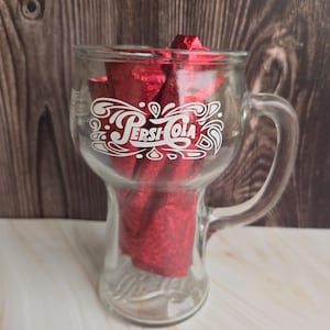 Vintage 1970&#39;s Pepsi-Cola Large 16oz Soda Fountain Classic Design Drinking Glass, Gift, Birthday, Pepsi Lover, Soda Pop, Pepsi Drinker