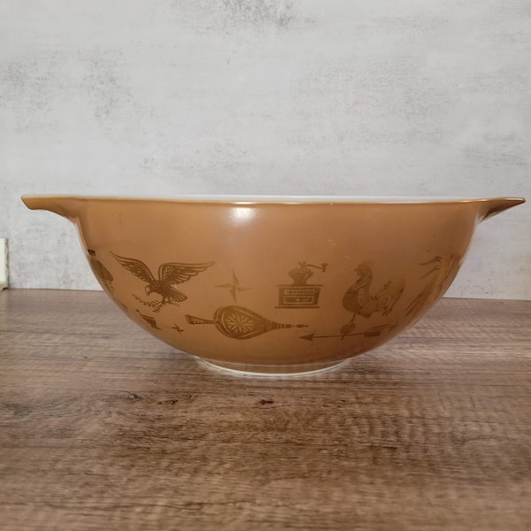 Pyrex Cinderella 4QT Mixing bowl #444 Bown with Gold Early Americana, Cooking, Serving, Kitchen, Collectible