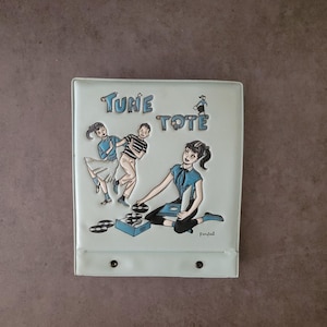 vintage des années 1950 en vinyle bleu pour queue de cheval Tune Tote 45 étui de transport avec 14 originaux 45 tours, musique, 45 disques, cadeau, anniversaire