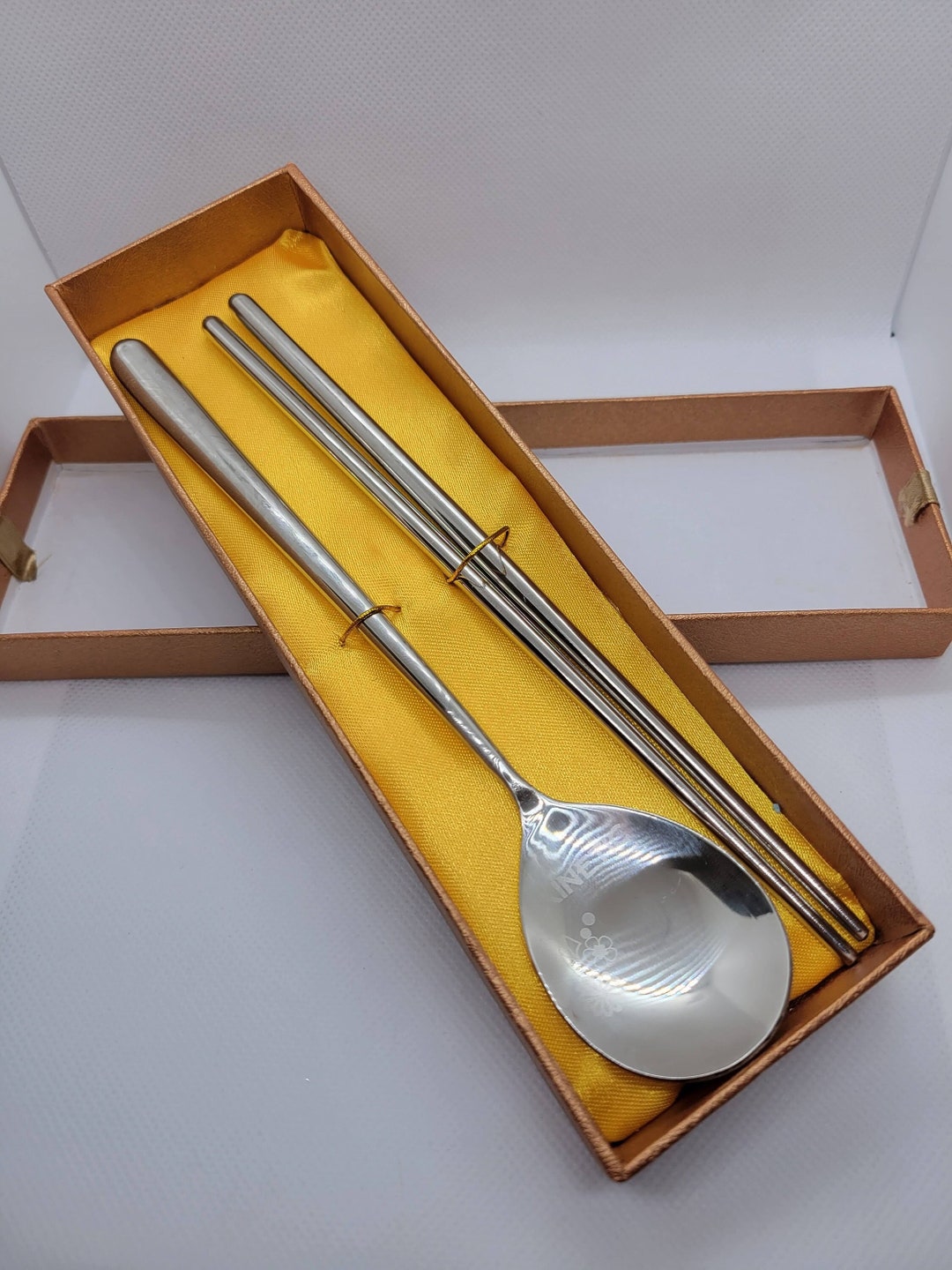 Vintage Korean Chopsticks and Spoon Set Silverplated Etsy
