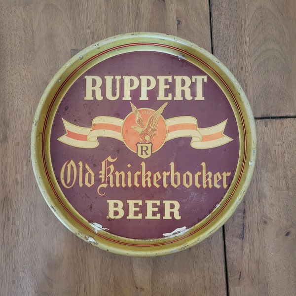 Vintage Ruppert Old Knickerbocker Beer Round Metal Tray | Bar | Man Cave | Spirits | Drink | Barware | Gift | Den