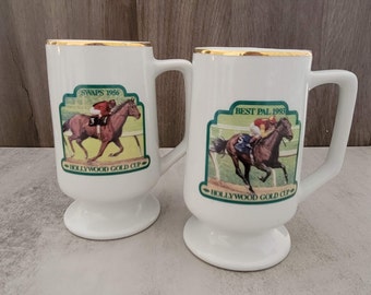 Vintage Hollywood Park Gold Cup Winners Gold Trim Cup/Mug SWAPS and Best Pal, Horse Racing, Race, Gift, Sport, Memoribilia, Dad, Mom Friend