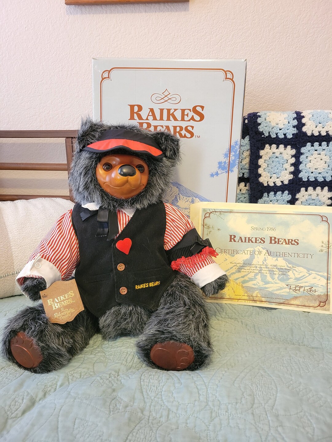 Robert Raike's Bear 1986 Max the Gambler in Original Box and Tag With COA Etsy