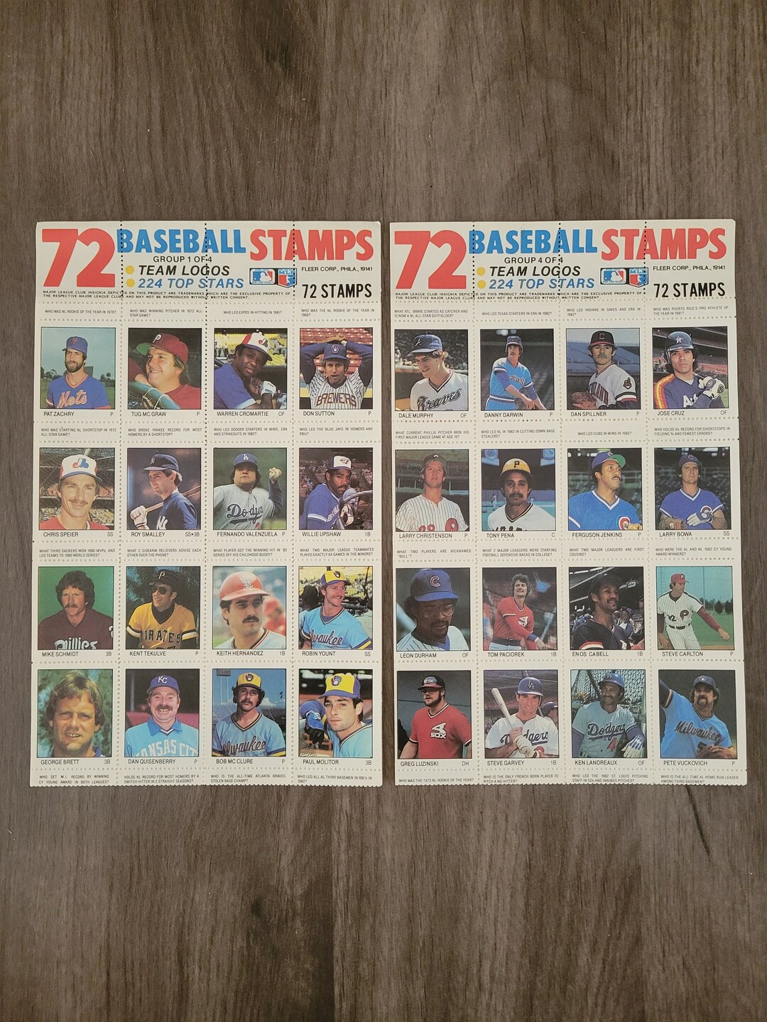 1983 Fleer Baseball Stamps 2 Sets Group 1 of 4 and 4 of 4, MLB, Major ...