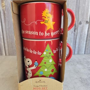 Hallmark Peanuts 50 Years Christmas Snoopy and Woodstock MUG Set In Original Package, Charlie Brown, Cartoon, Peanuts Fan, Holiday Gift Idea