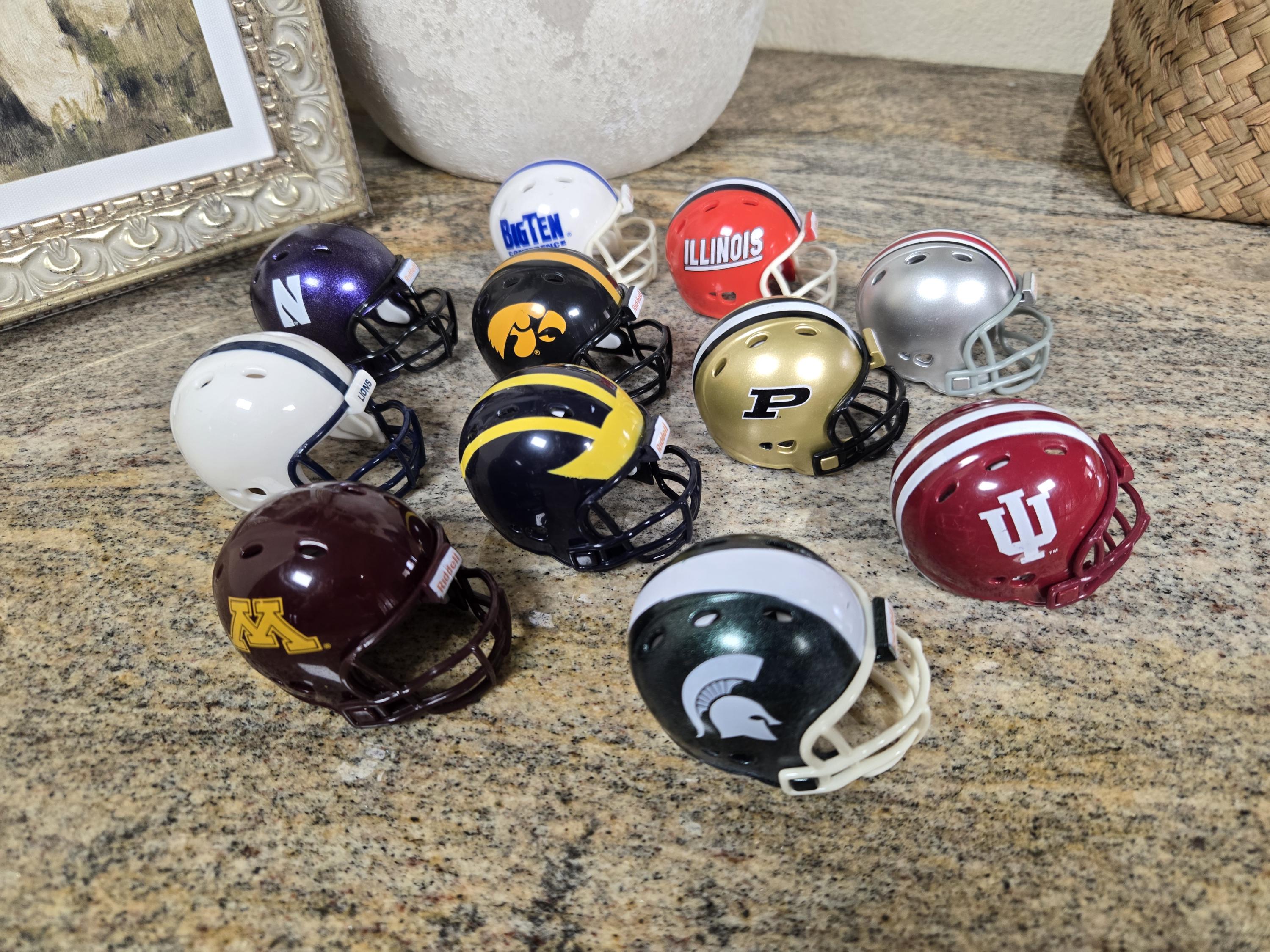 big ten football helmets All 18 NCAA 10 Conference Current Riddell SPEED Revolution Mini Big Ten Helmet Showdown