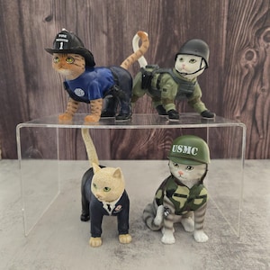 RARE Hamilton Collection Cat Figurine Military Policeman or Fireman or USMC or Battalion Chief, Service, Army, Sargent, Kitty, Decor, Gift