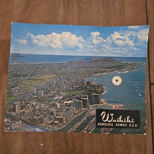 RARE Vintage 1970 Waikiki Honolulu Hawaii 11 X 14 Cartão Postal, Vintage Honolulu, Publicidade, Lembrança, Honolulu, Ohau
