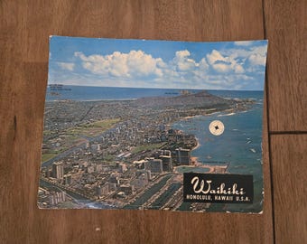 RARE Vintage 1970 Waikiki Honolulu Hawaii 11 X 14 Cartão Postal, Vintage Honolulu, Publicidade, Lembrança, Honolulu, Ohau