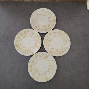Vintage Sheffield Ironstone Golden Meadow Set of 4 Saucer Plates, Floral, Yellow, Tableware, Serving, Dessert, Replacement, Gift