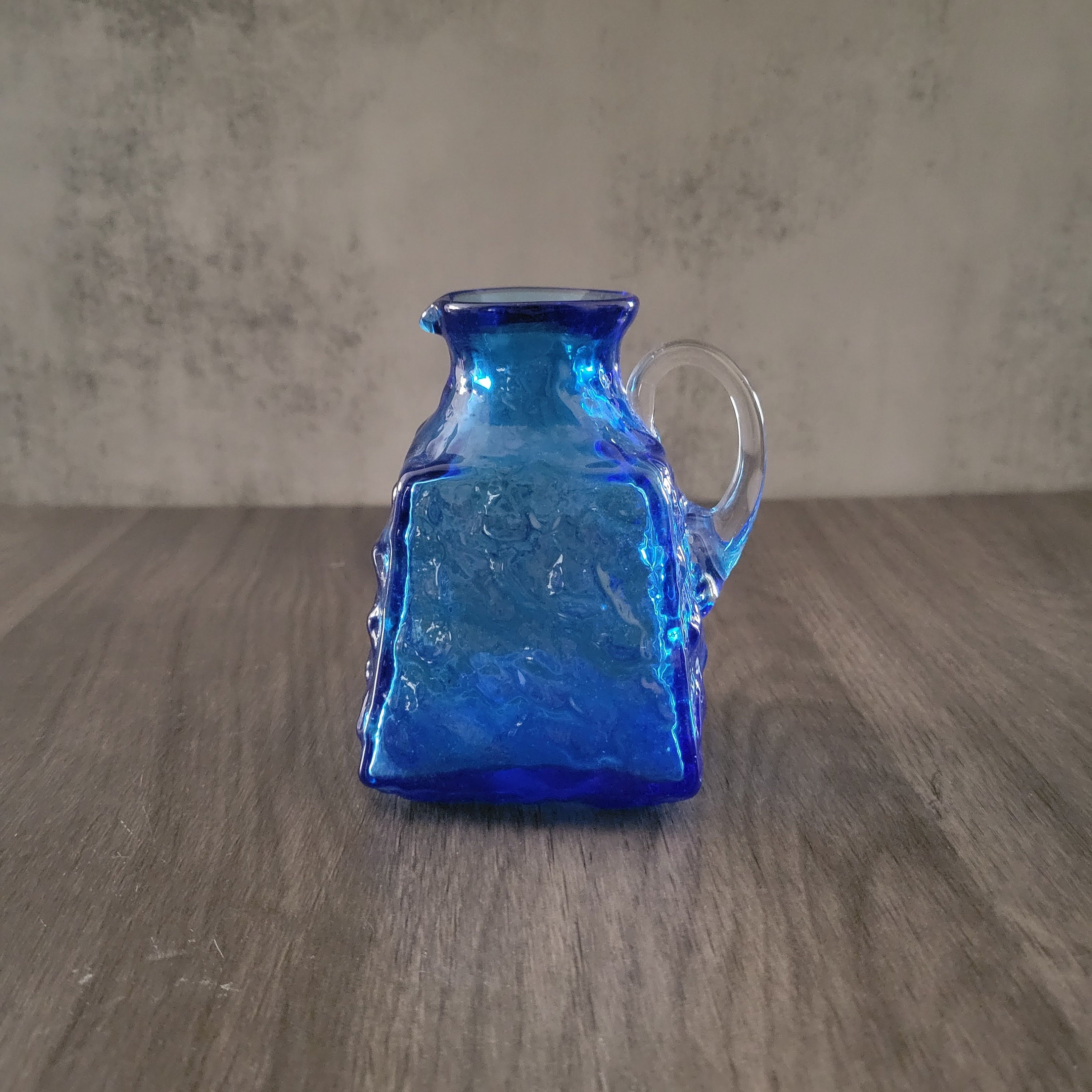 Vintage Cobalt Blue Handblown Small Pitcher Creamer Bud Vase, Decor, Kitchen, Collectible, Bathroom, Vanity