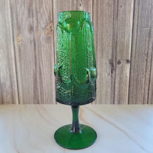 Stelvia Wayne Husted Antiqua Smaragd Glasvase, MCM, Mid-Century Modern Glass Vase, Italien