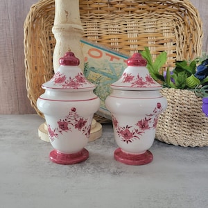 Pair of Floral Jars  with Lids, decor, Bedroom, Vanity, Vase, Bedroom, Sister, Friend, BFF, Anniversary,  Birthday, Gift, Gifts