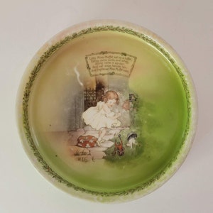 Royal Bayreuth Children&#39;s Dish &quot;Little Miss Muffet&quot;, Kid, Baby, Dish, Bowl, Plate, Green, Spider, Girl, Nursery Rhyme