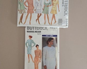 Vintage 1990&#39;s Sewing Women&#39;s Formal Dress Butterick #4627 and Womans Classics Dress Butterick #5984 Patterns sizes 12-14-16