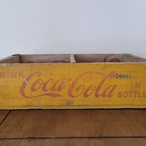 Vintage Coca-Cola Wood Yellow Crate Stamped Las Vegas, Nevada, Coke, Soda, Rustic, Cottage, Country, Decor, Garage, Den, Kitchen, Gift