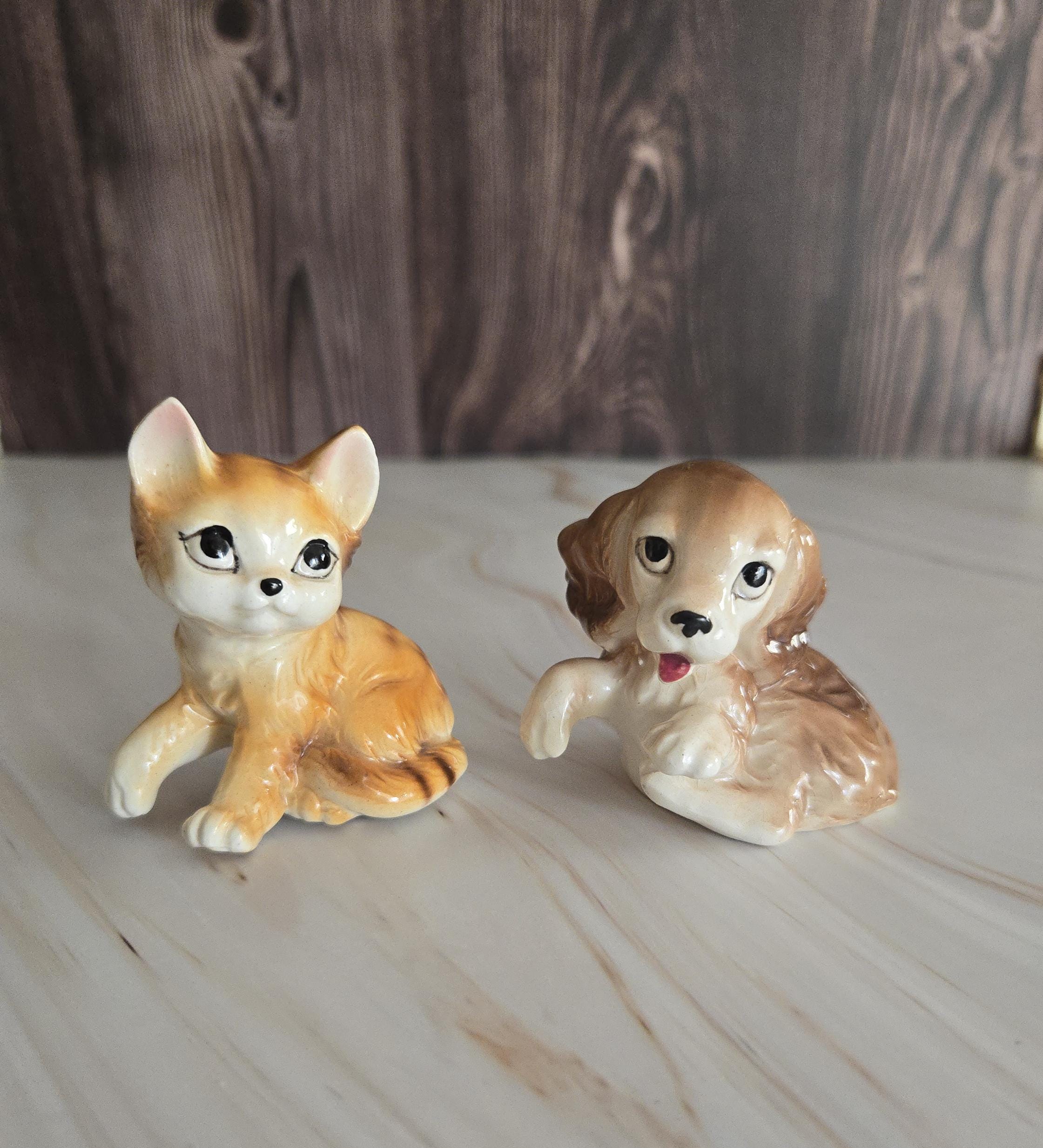 Vintage Puppy and Kitten Salt and Pepper Shakers Made In Japan. Dog, Cat, Collectible, Kitchen Decor, Kistchy, Birthday