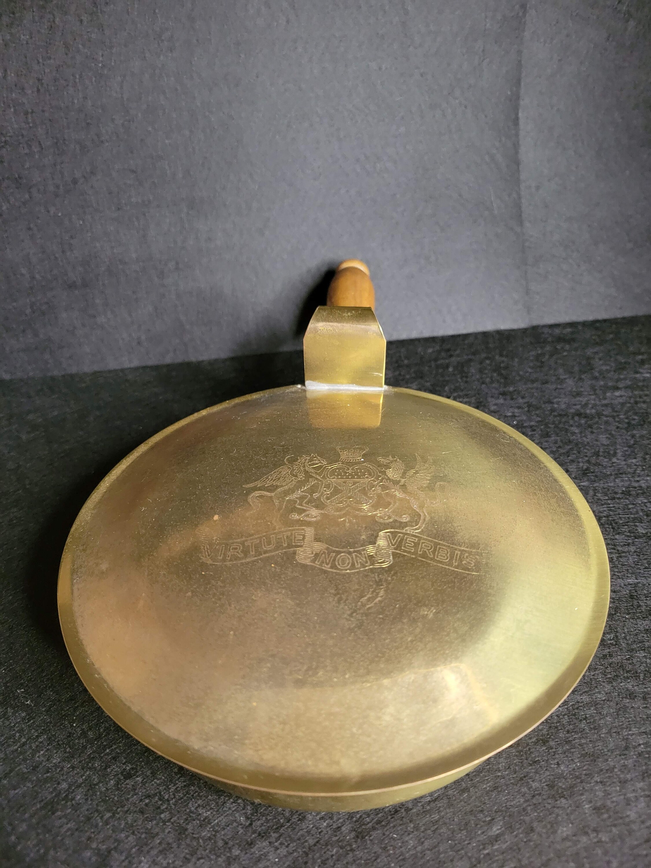 Vintage Brass Silent Butler Crumb Catcher With US Army Crest Vintage Brass Silent Butler Crumb Catcher With US Army Crest