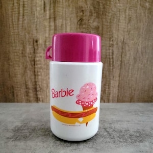Vintage 1990 Barbie Thermos Hot Dog and Pink Ice Cream Cone | Lunch | Lunchbox | Kids | Children | LunchBox | Picinic | Gift | Child