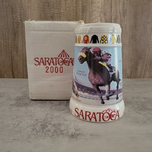 Saratoga Race Track 2000 Limited Edition Stein Mug, Horse Racing, Jockey, New York, NYRA, Gift, Birthday