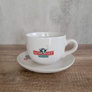RARE Monopoly Oversize Mug and Saucer, Coffee, Tea, Plate, Parker Brother, Cup, Drink ,Kitchen, Decor, Gift,