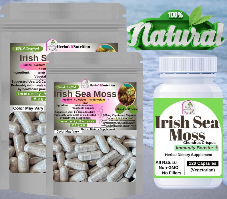 Irish Sea Moss Capsule 500 Mg Vegetable Capsule wildcrafted Etsy