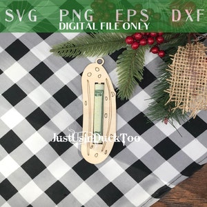 Ornamento porta soldi sottaceto, File digitale, Download istantaneo, Natale, Natale, PNG, SVG, Dxf, EPS Legno inciso al laser, laser, lightburn