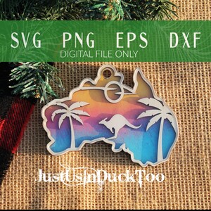 Australien Ornament digitaler Download, Känguru, Zootier, Weihnachten, Autoanhänger, SVG, PNG, Eps, Dxf, Instant download, Schneekugel, laser