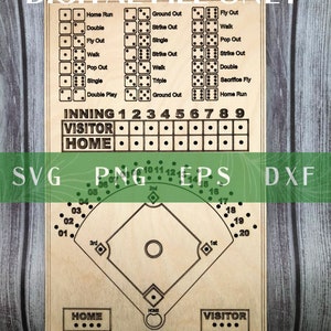 Gioco da tavolo con dadi da baseball Gioco da baseball File digitale solo PNG, SVG, Dxf, EPS, lightburn, Download immediato, File in legno, inciso al laser