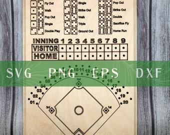 Gra planszowa Baseball Dice Gra w baseball Tylko plik cyfrowy PNG, SVG, Dxf, EPS, lightburn, natychmiastowe pobranie, plik z drewna, grawerowanie laserowe