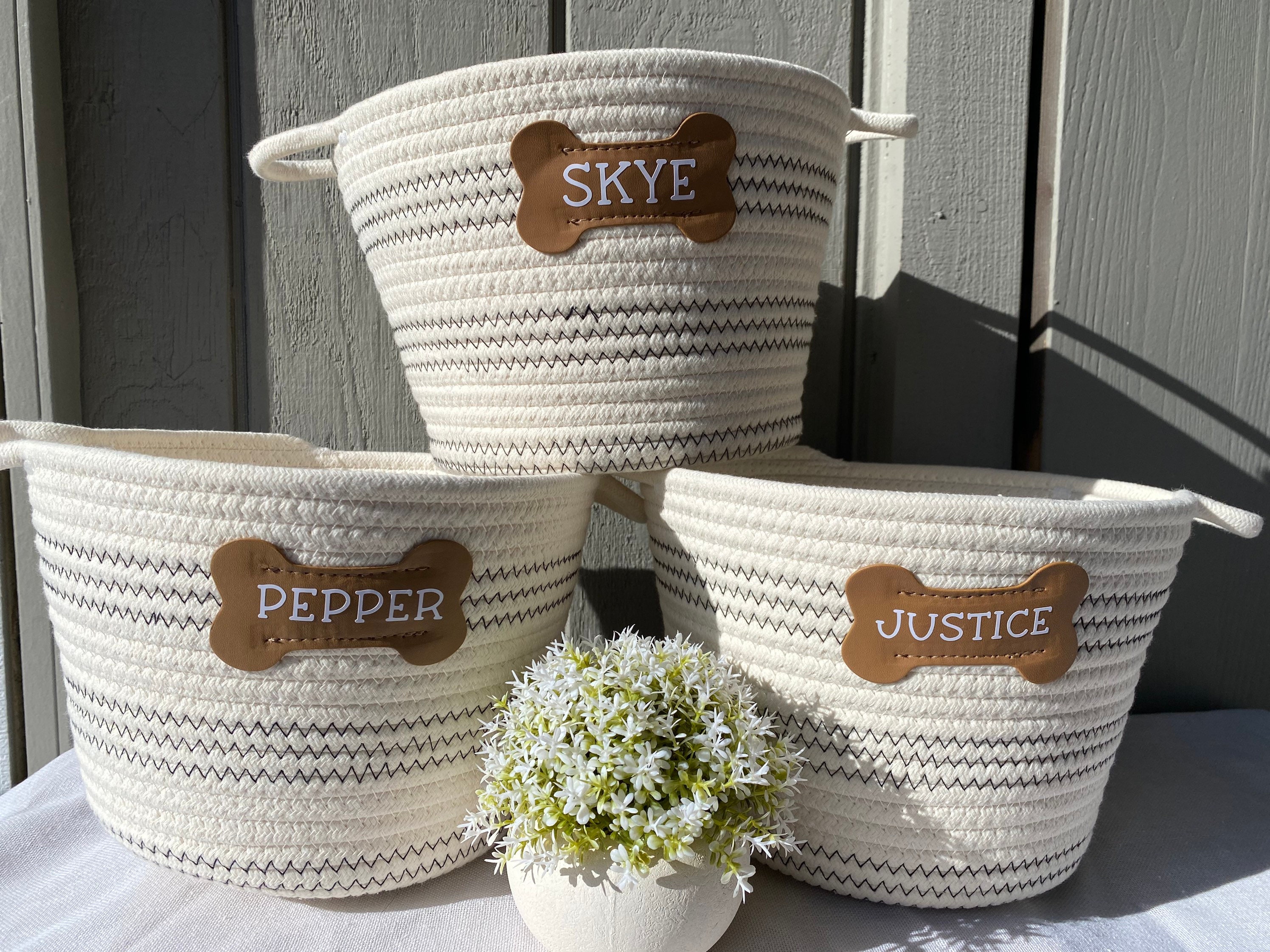 cute basket for dog toys