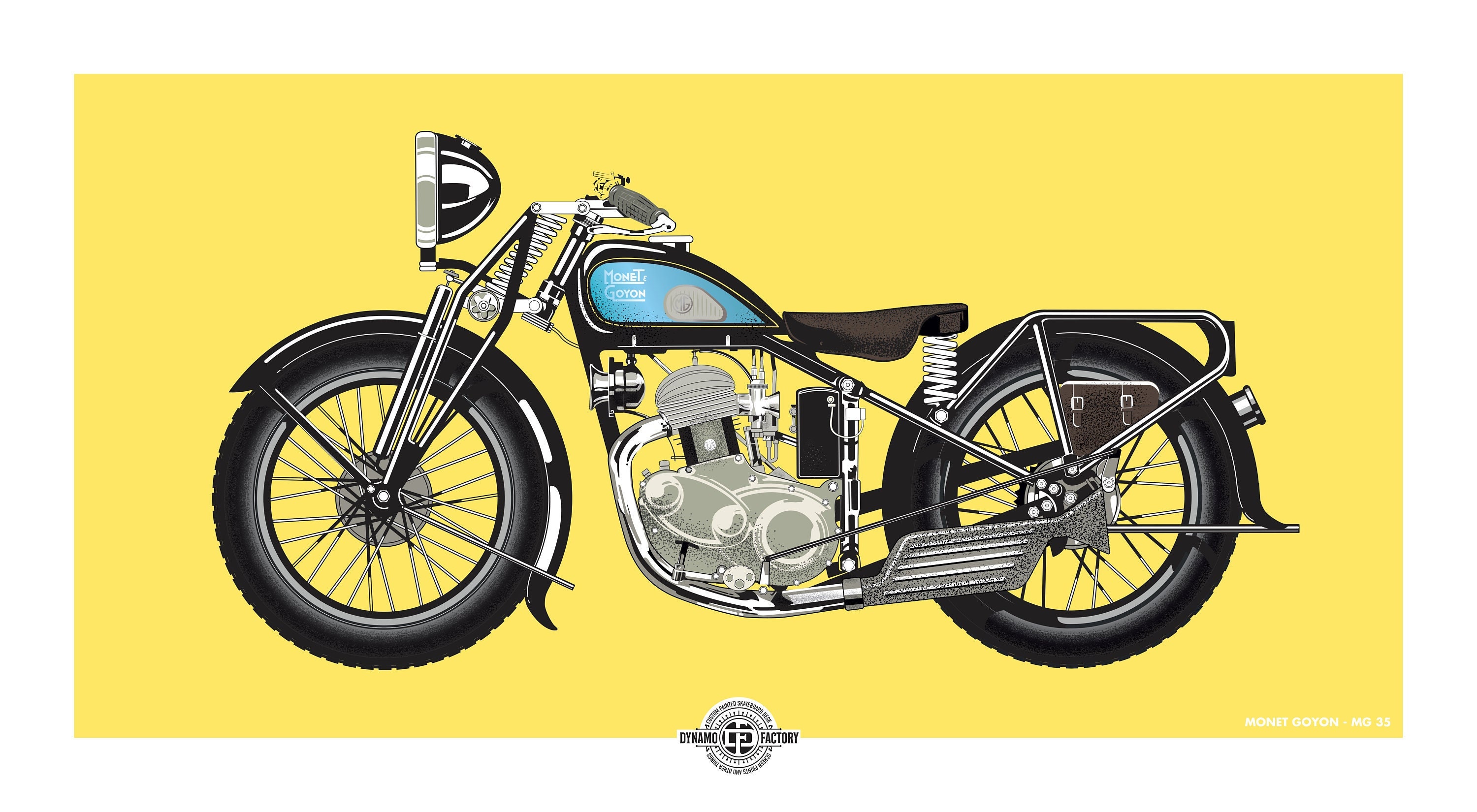 Poster Moto - Homme - Rétro - Jaune - 30x30 cm - Cadeau Vaderdag