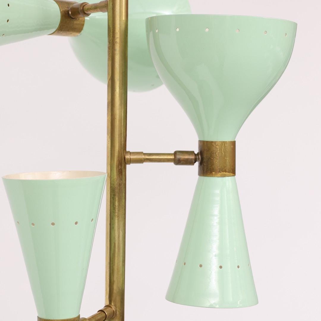 1920s Mid Century Italian Style Brass Floor Lamp With Base and Cone ...