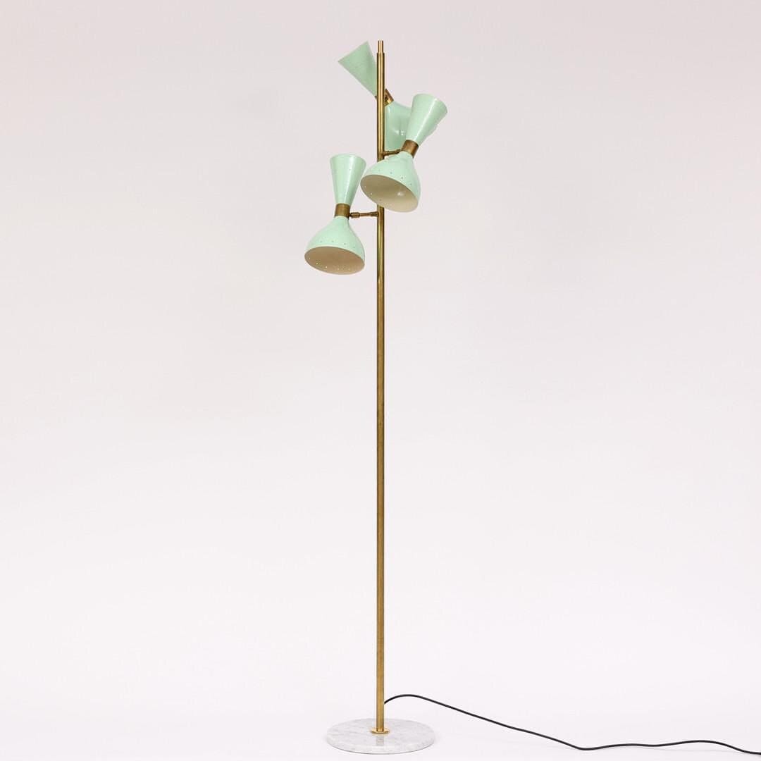 1920s Mid Century Italian Style Brass Floor Lamp With Base and Cone ...