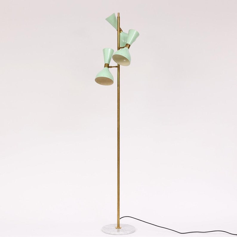 1920s Mid Century Italian Style Brass Floor Lamp With Base and Cone ...