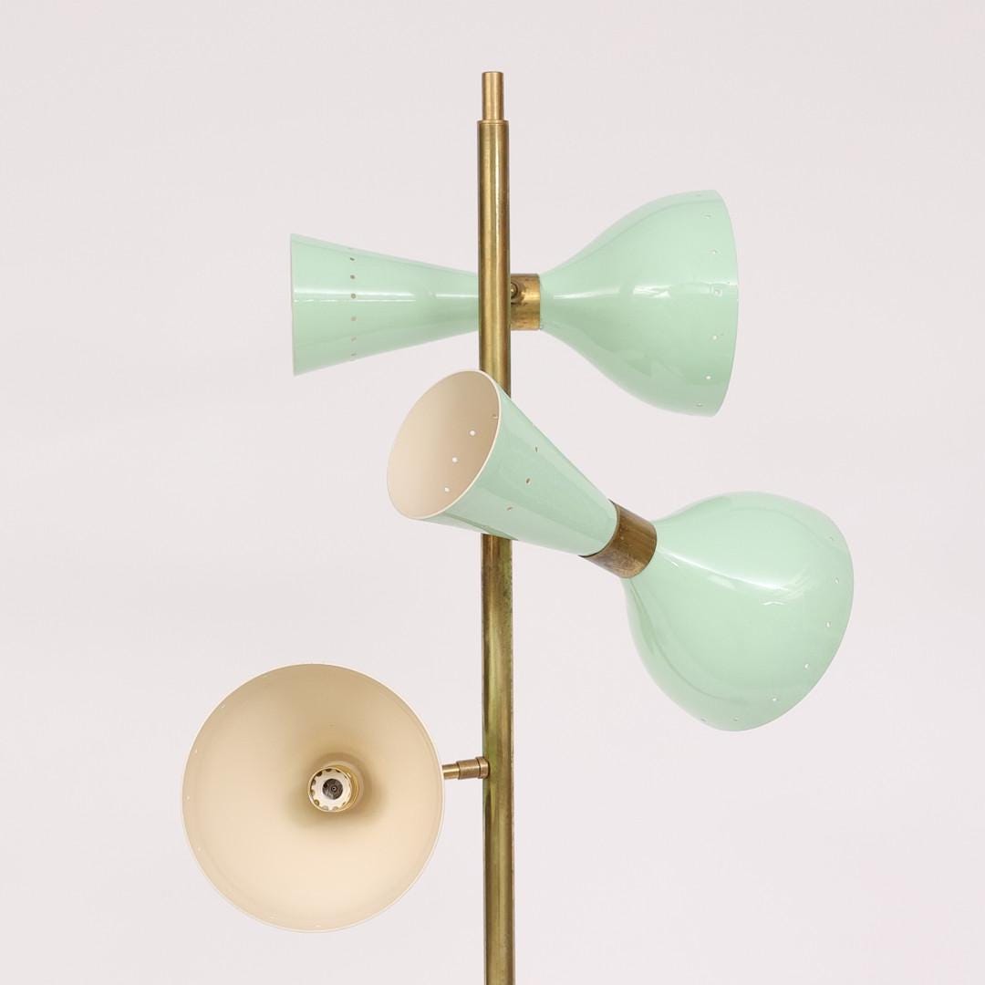 1920s Mid Century Italian Style Brass Floor Lamp With Base and Cone ...