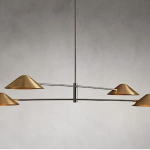1950&#39;s Mid Century Antique 4 Light Mid Century Modern Raw Brass Pendant Sputnik chandelier light Fixture Modern Brass Chandelier