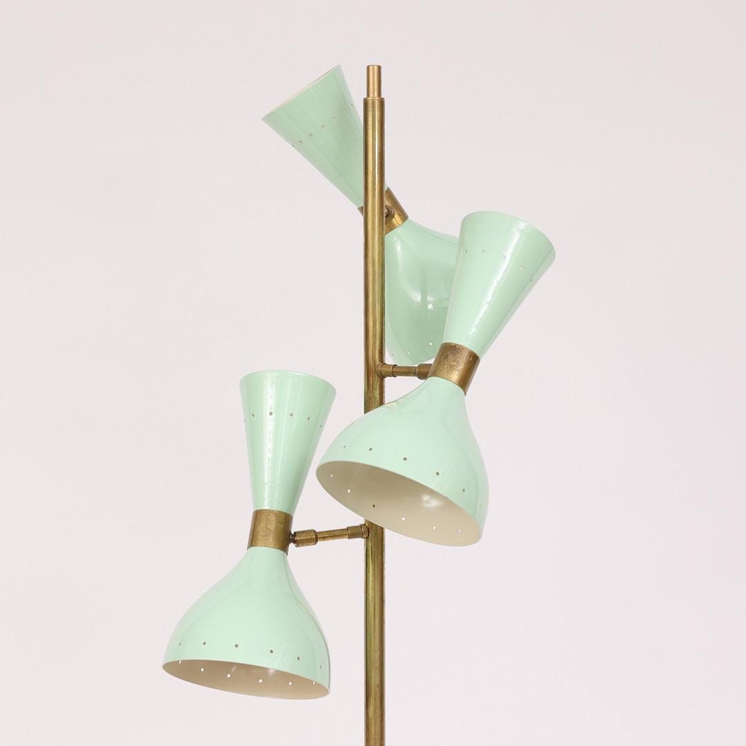 1920s Mid Century Italian Style Brass Floor Lamp With Base and Cone ...