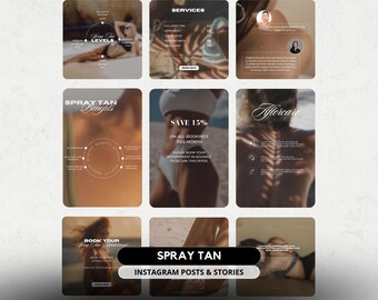 Modèles de publication Instagram Spray Tan : marketing sur les réseaux sociaux (téléchargement numérique)