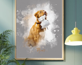 Aangepaste hond portret, aangepaste huisdier portret, hond portret, huisdier portret van foto, aangepaste hond schilderij hondenliefhebber cadeau, huisdier verlies cadeau