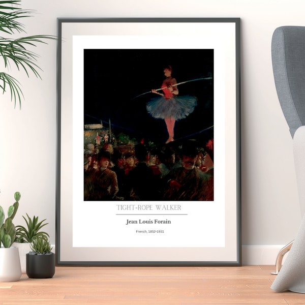 Jean Louis Forain, Tight-Rope Walker, Printable Wall Art, Digital download, Printable Art.