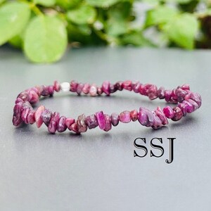 Bransoletka rozciągliwa ze srebra próby 925 z rubinowymi elementami, ręcznie robiona biżuteria z kamieni szlachetnych