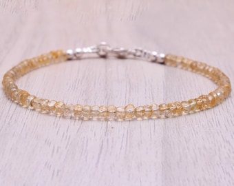 Handmade Faceted Citrine Bracelet, November Birthstone, Gemstone Jewelry